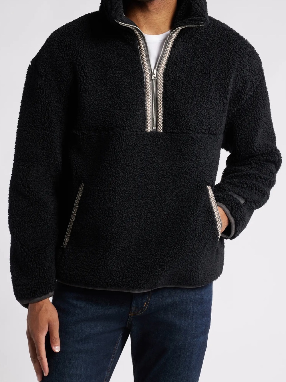 NWT UGG Black UGGbraid Half Zip Men's Size Medium